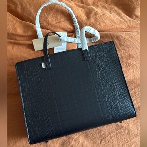 NWT BEIS Black Crocodile-Embossed Work Tote